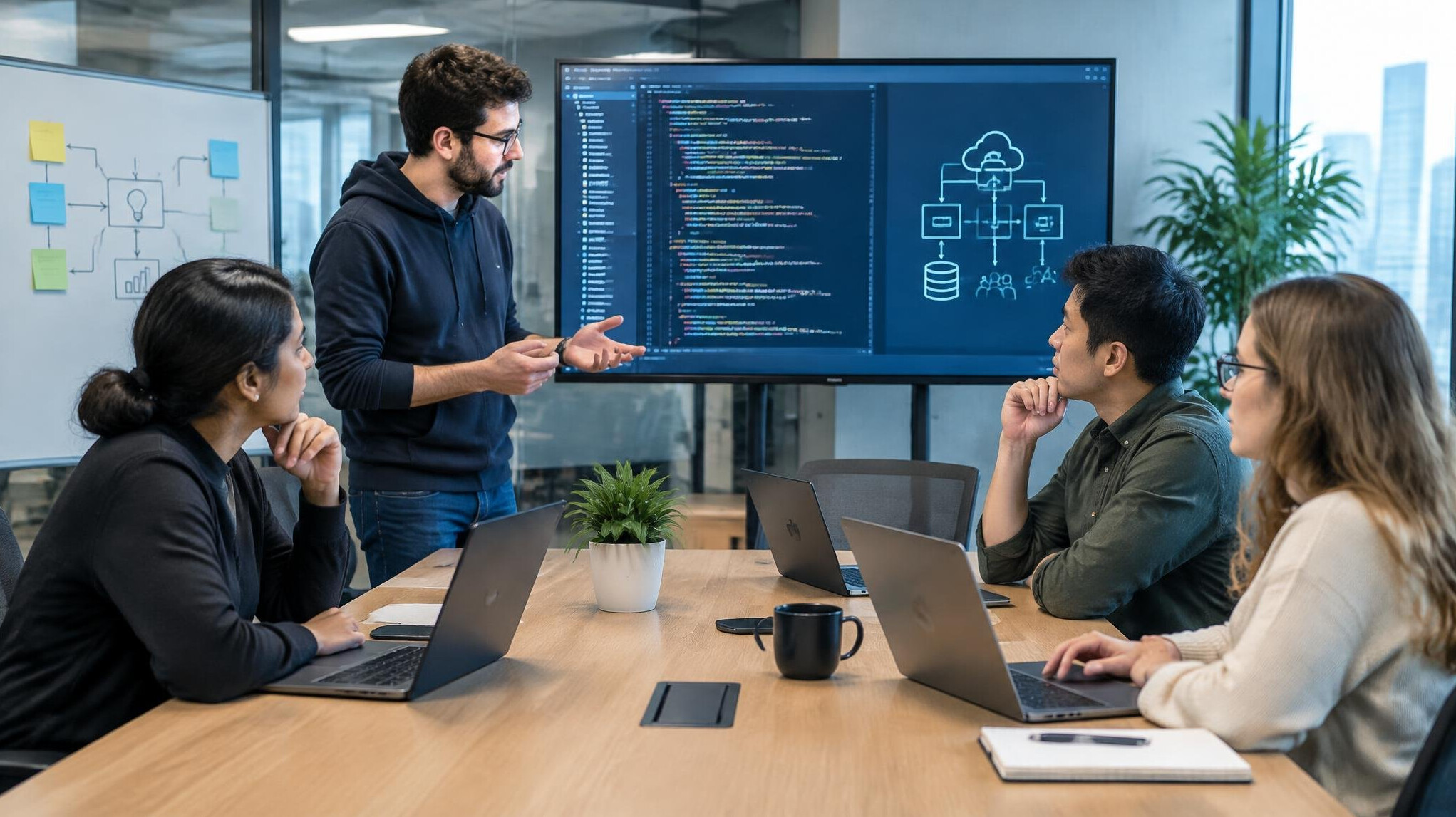 team meeting in tech office